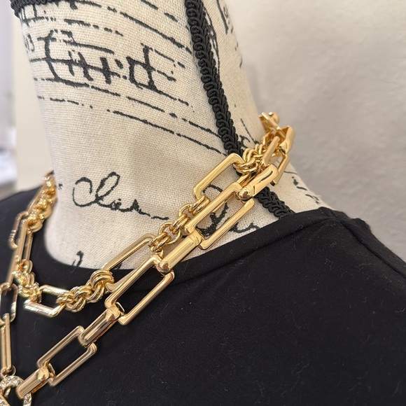 INC International Pavé Link Gold Layered Lariat Necklace - Picture 8 of 8